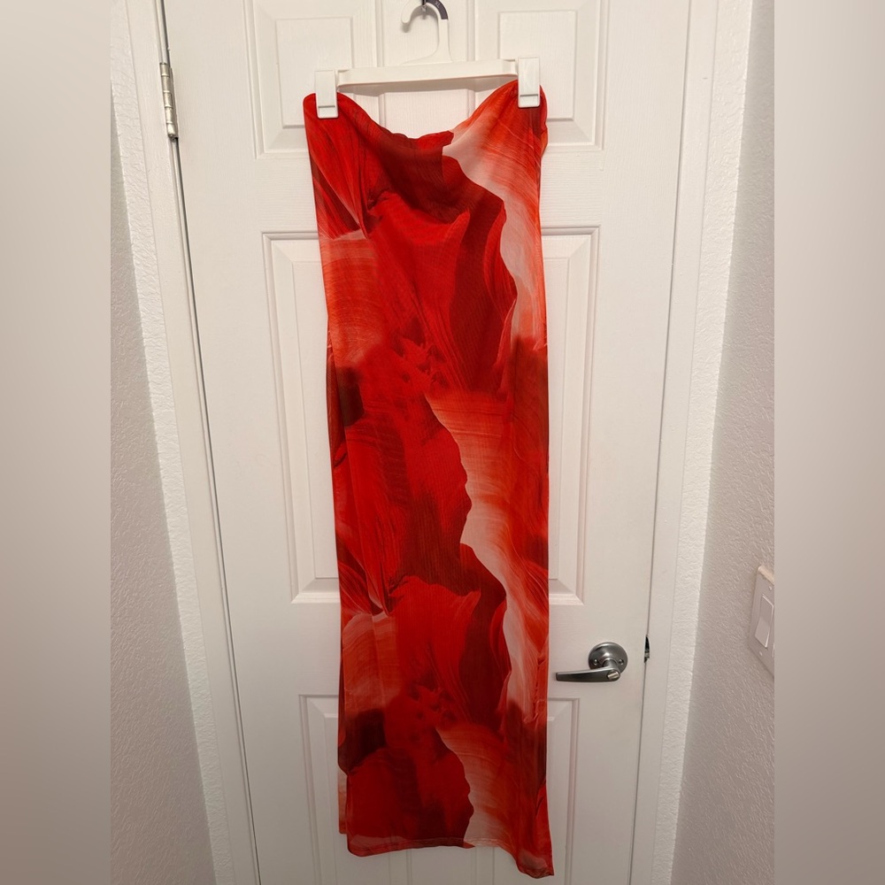 More to Come Red Strapless Dress - L
